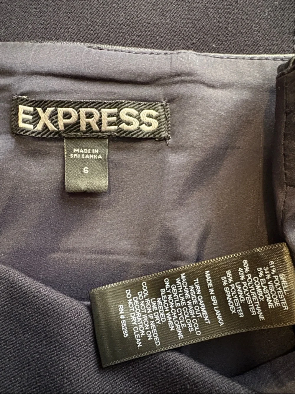 Express Size 6 Navy Black Gray Pencil Skirt with Faux Leather Accents
